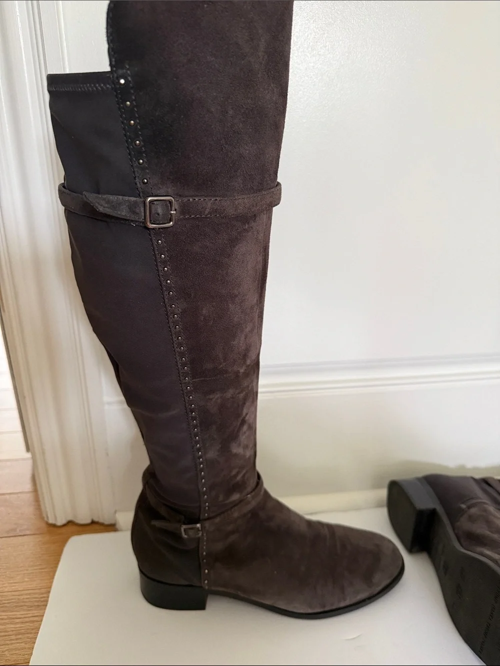 IVANKA TRUMP Women’s Tall Suede Knee-High Boots in Dark Brown/Grey